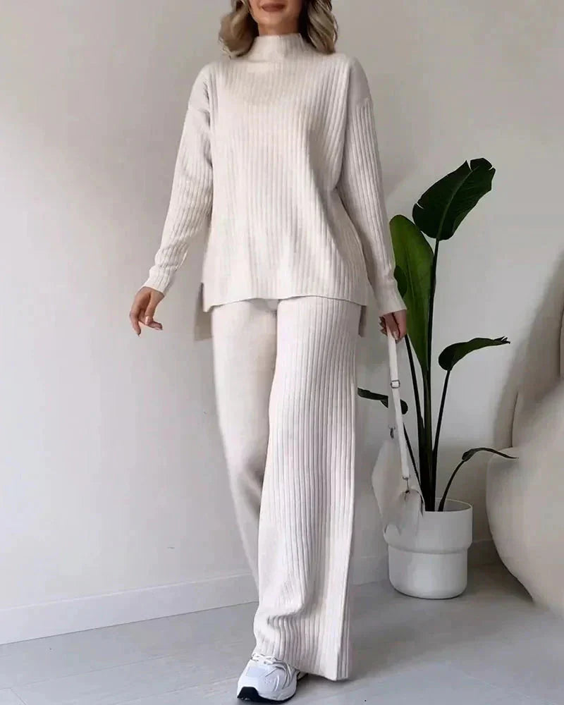 Gebreide tweedelige set | Loose Fit | Coltrui | Gebreide Co-Ord Set | Dames Loungewear-Boetiek Moda