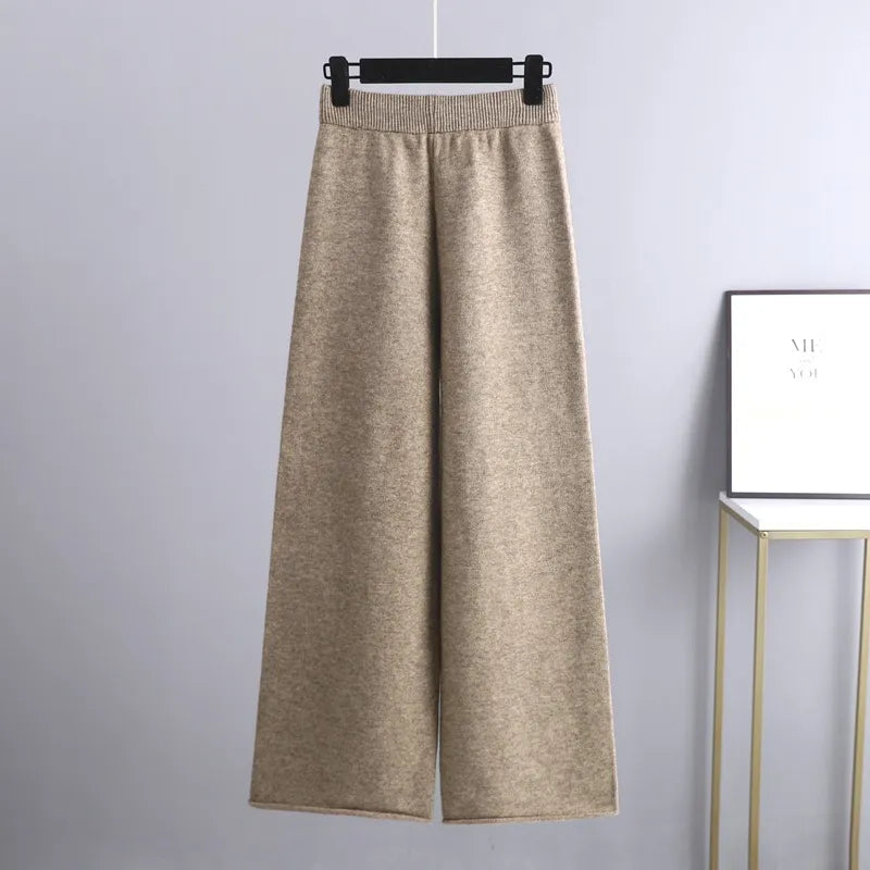 Gebreide tweedelige set - Oversized - Wijde pijpen - Gebreide tweedelige set - Dames Loungewear-Boetiek Moda