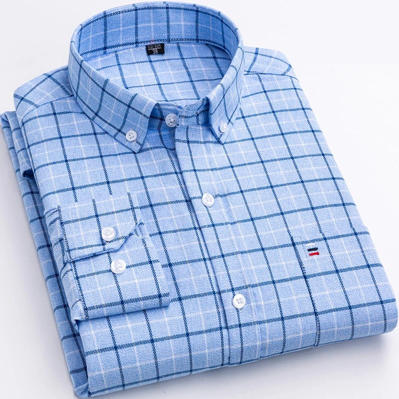 Geruit Overhemd - Lange Mouw - Button-Up - Jurk Overhemd - Heren Overhemden-Boetiek Moda