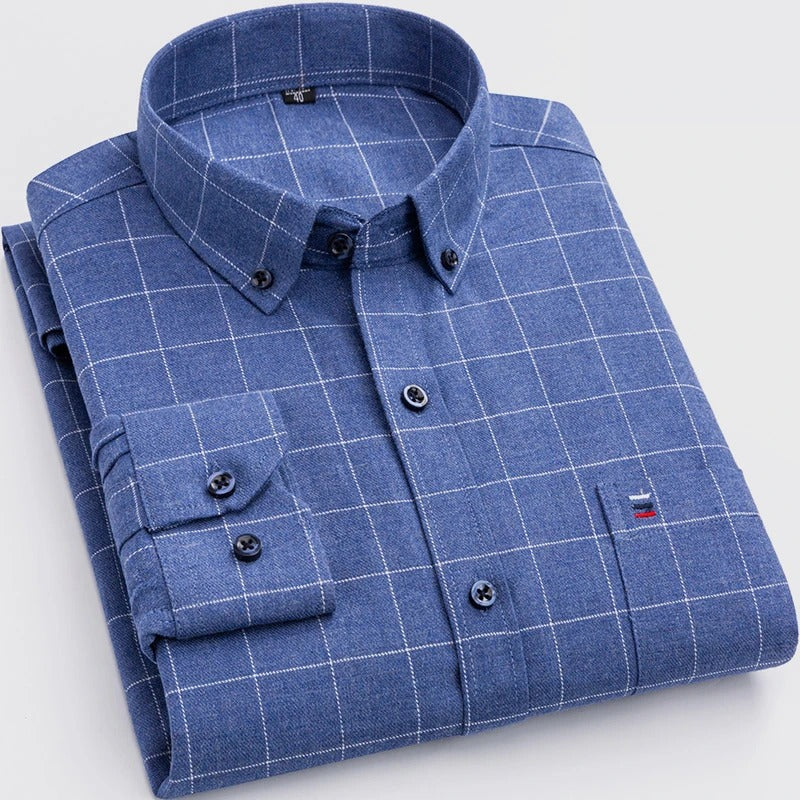 Geruit Overhemd - Lange Mouw - Button-Up - Jurk Overhemd - Heren Overhemden-Boetiek Moda