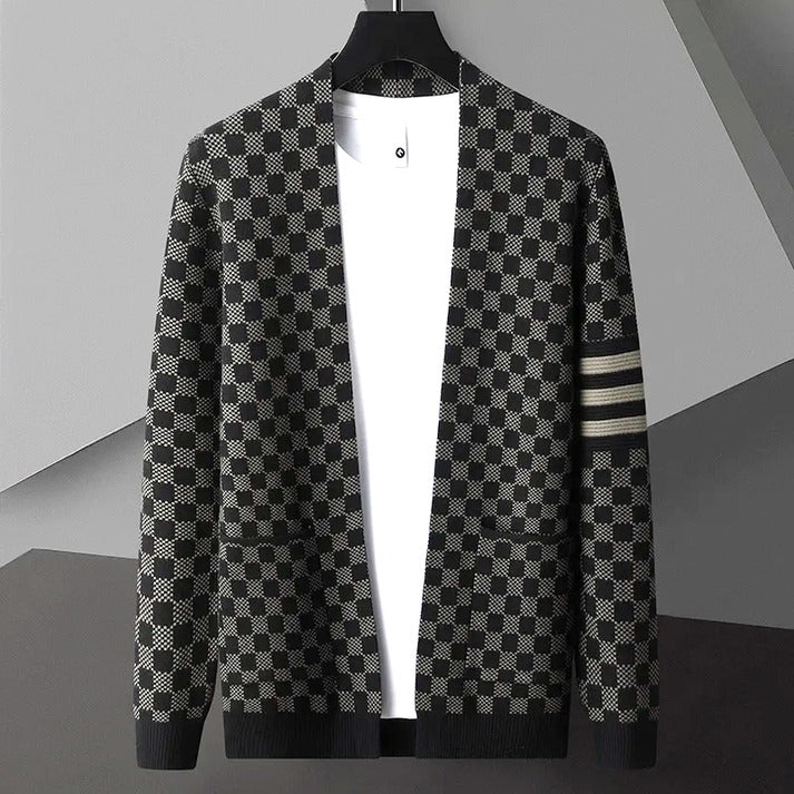 Geruit vest - Geruit dun open vest met zakken voor heren-Boetiek Moda