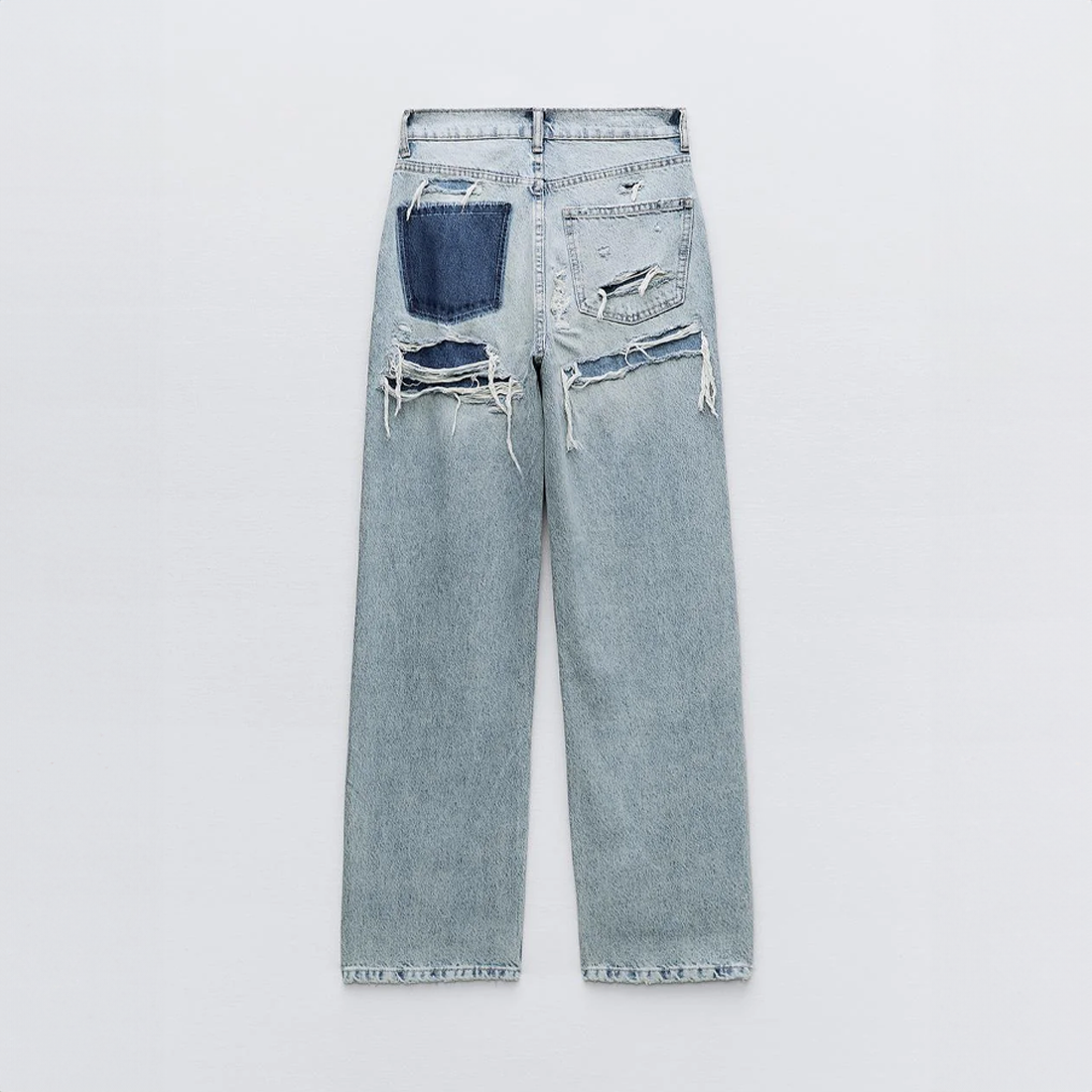 Gescheurde jeans - Hoge taille - Losse pasvorm - Jeans met wijde pijpen - Dames Jeans-Boetiek Moda