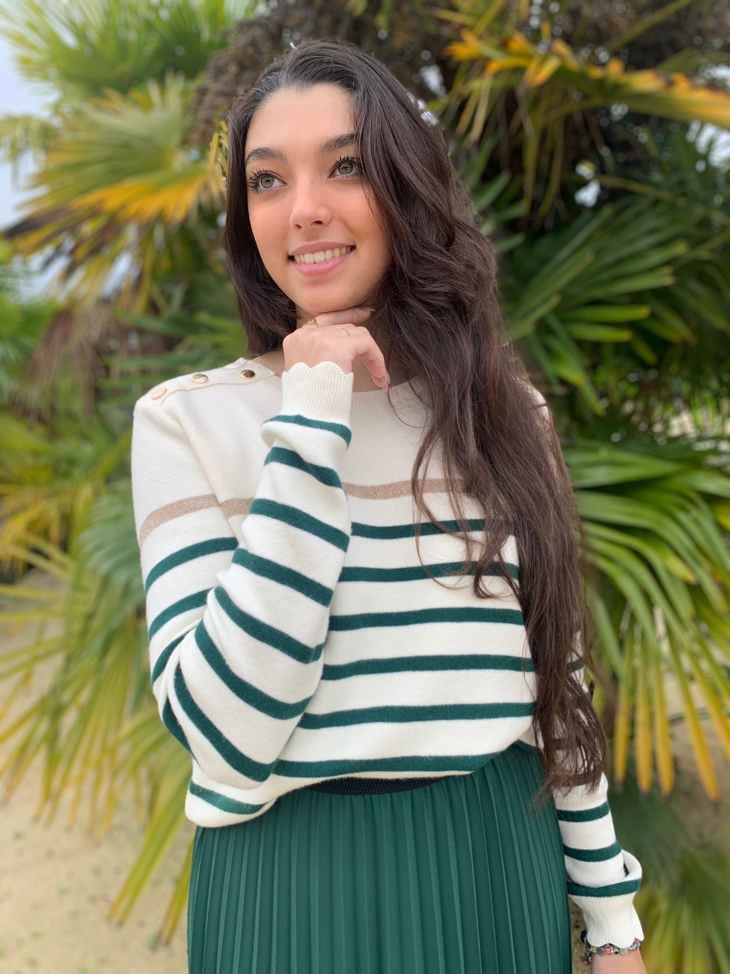 Gestreepte trui | Relaxed fit | Ronde hals | Gebreide trui | Dames trui-Boetiek Moda