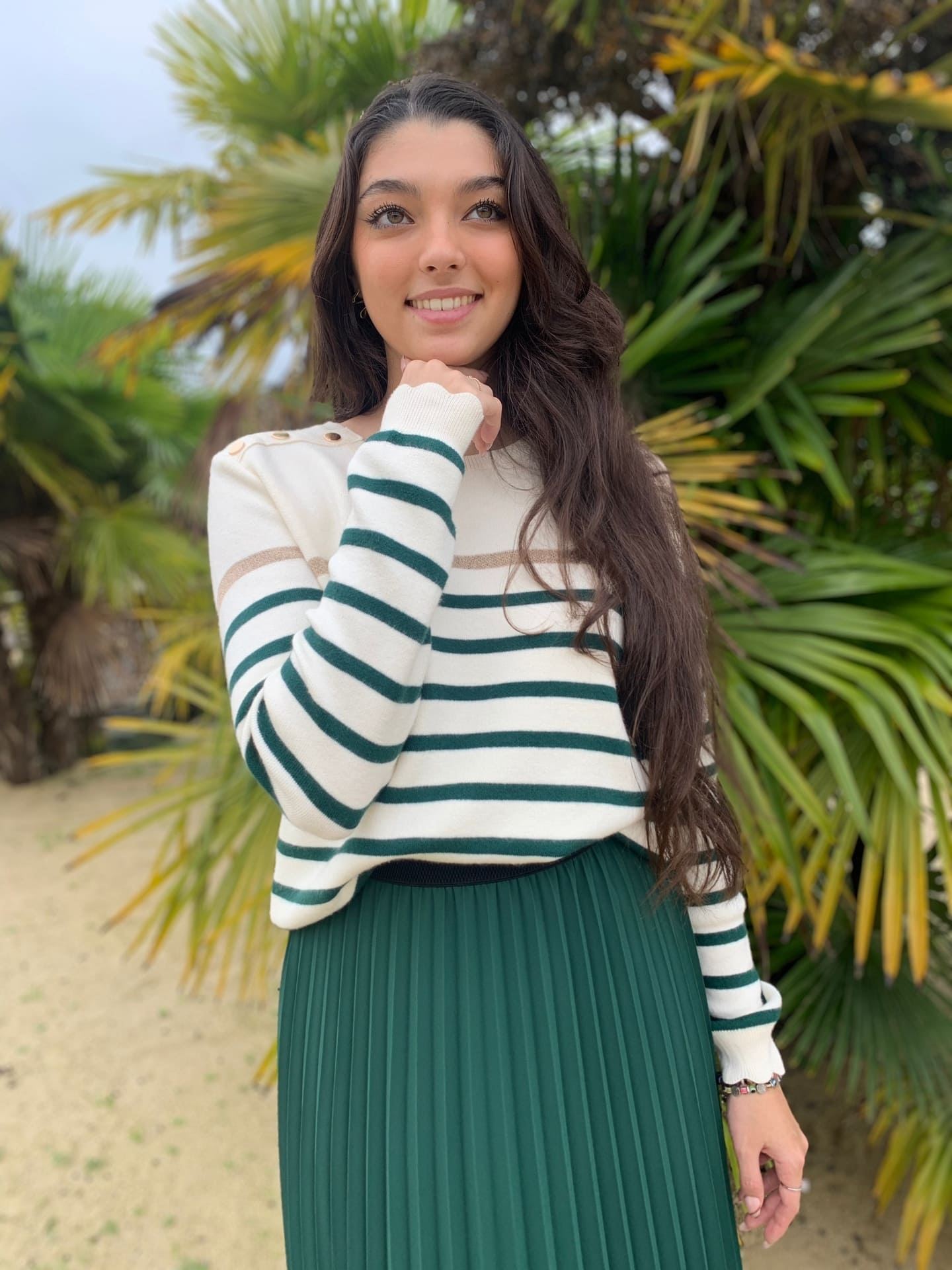 Gestreepte trui | Relaxed fit | Ronde hals | Gebreide trui | Dames trui-Boetiek Moda