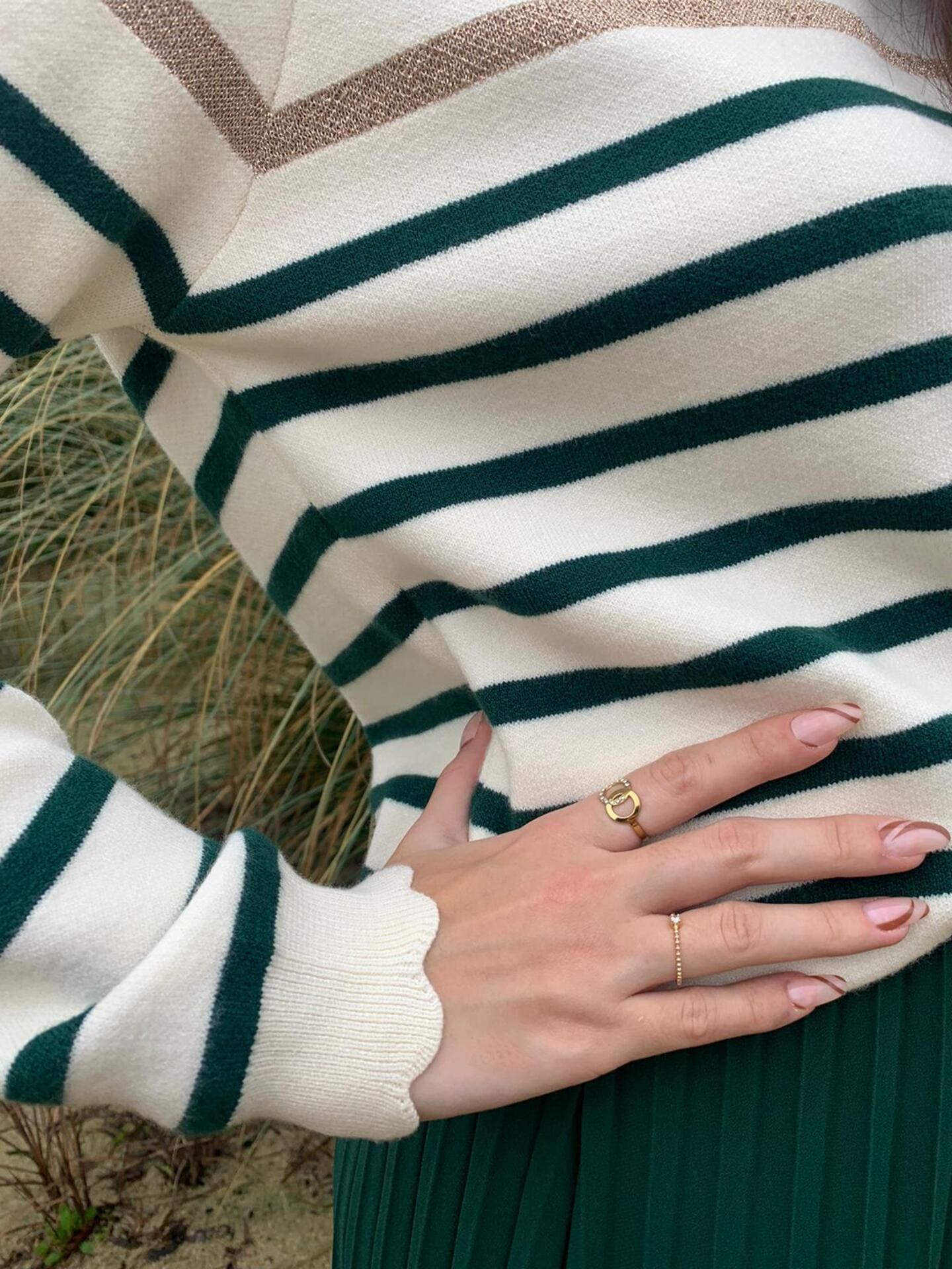 Gestreepte trui | Relaxed fit | Ronde hals | Gebreide trui | Dames trui-Boetiek Moda