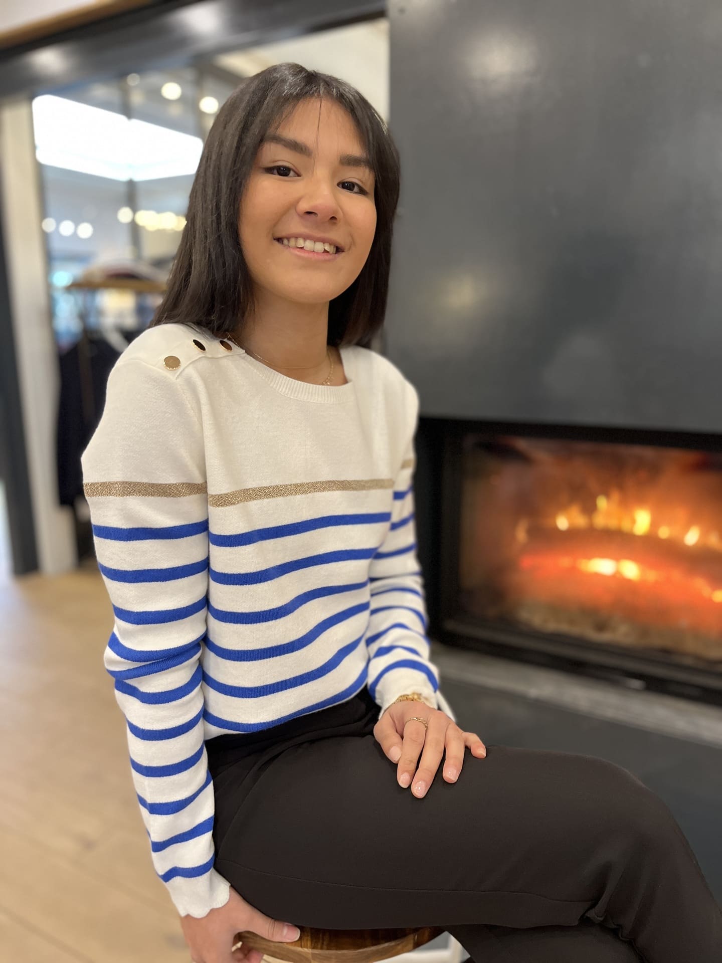 Gestreepte trui | Relaxed fit | Ronde hals | Gebreide trui | Dames trui-Boetiek Moda