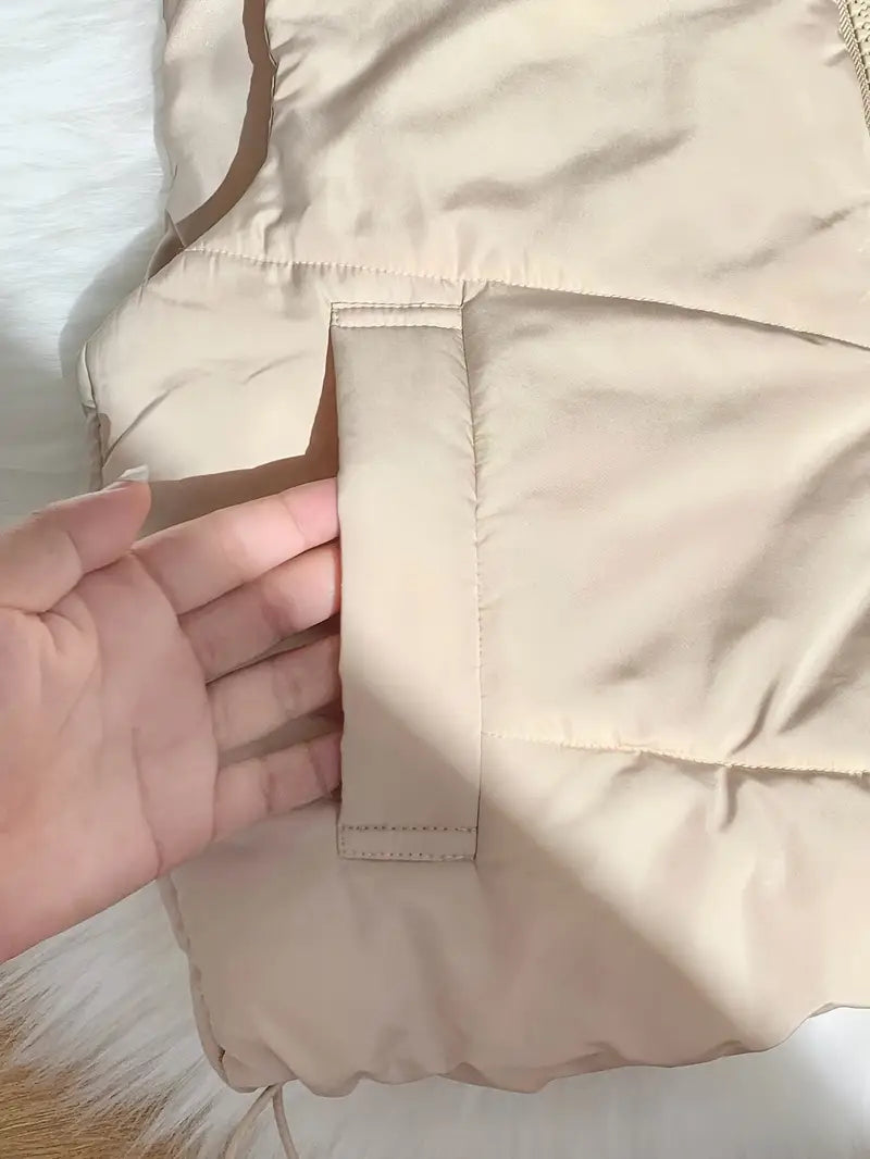 Gewatteerd Gilet | Beige | Zip-Up | Gewatteerd Gilet | Vrouwenvest-Boetiek Moda