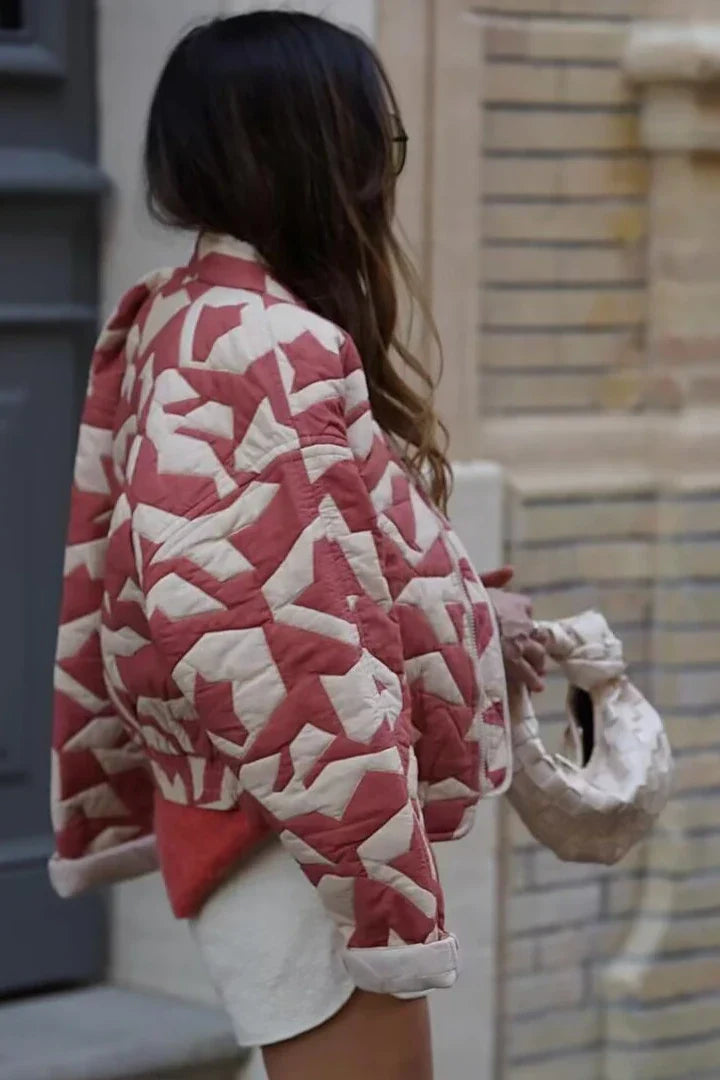 Gewatteerd jack | Rood | Zip-Up | Gewatteerd bomberjack | Damesjack-Boetiek Moda