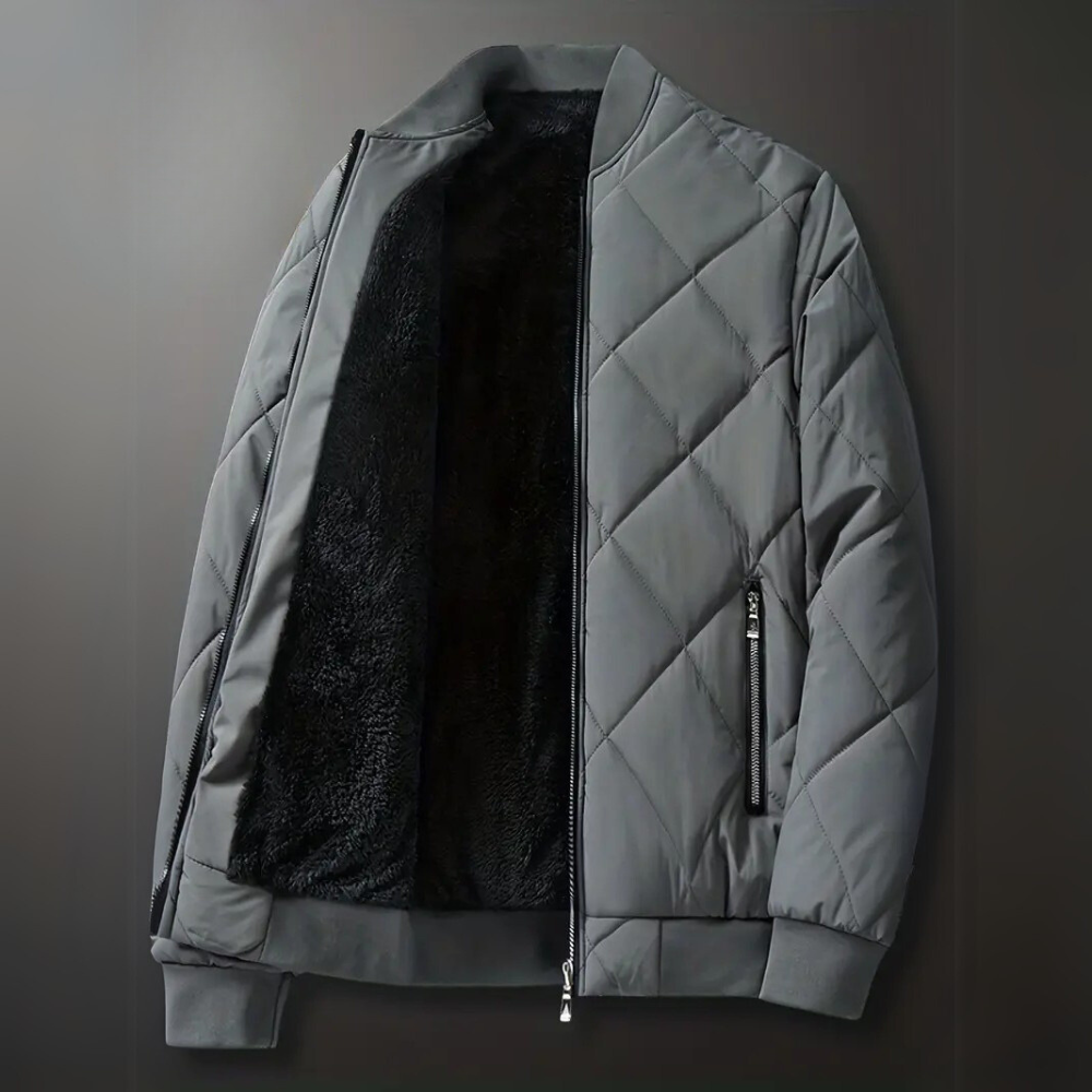 Gewatteerde jas - Fleece gevoerde gewatteerde herenjas voor de winter-Boetiek Moda