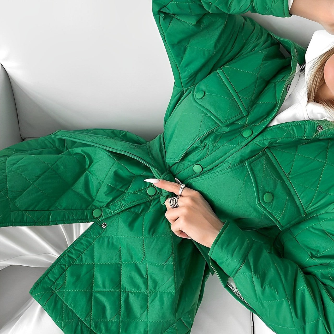 Gewatteerde jas | Riem | Lichtgewicht | Gewatteerde jas | Winterjas voor dames-Boetiek Moda