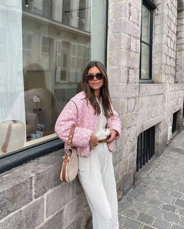 Gewatteerde jas | Roze | Oversized | Gewatteerde damesjas | Damesjas-Boetiek Moda
