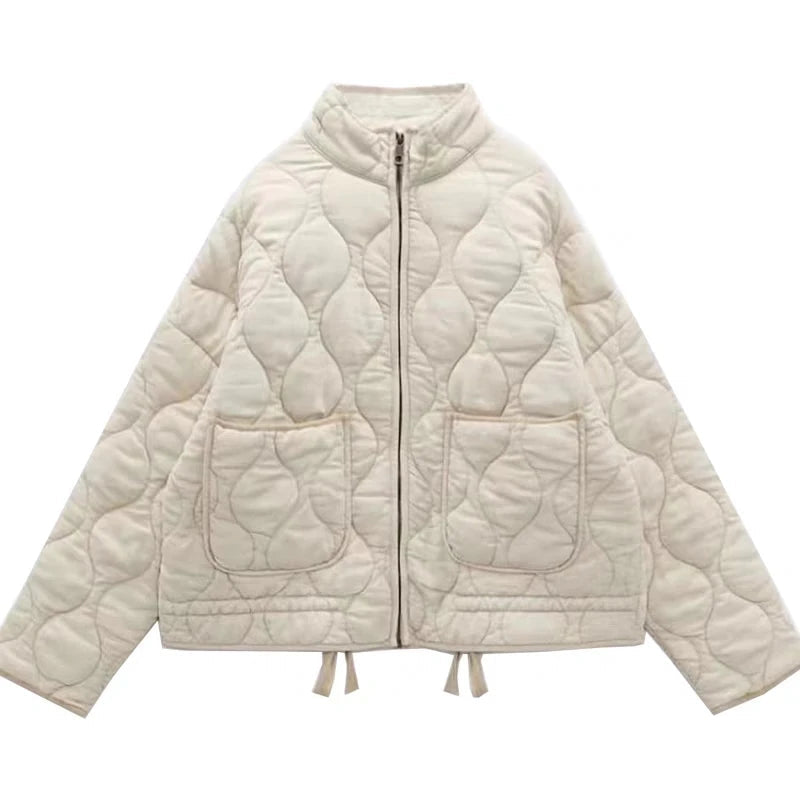 Gewatteerde jas - Warme oversized jas met rits voor dames-Boetiek Moda