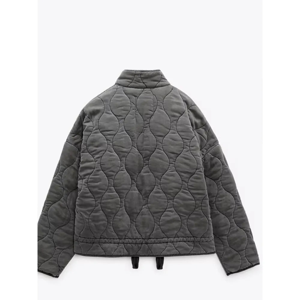 Gewatteerde jas - Warme oversized jas met rits voor dames-Boetiek Moda