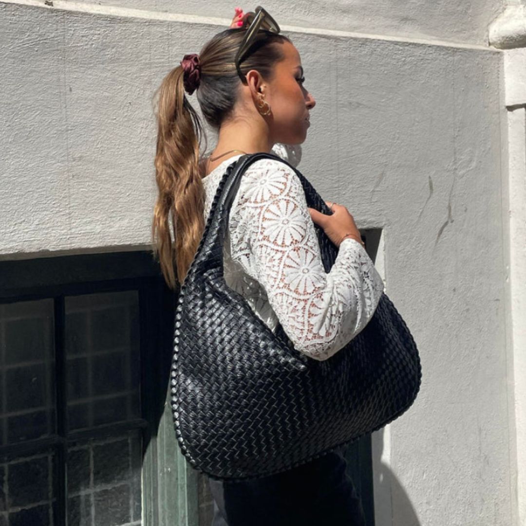 Geweven tas | Hobo | Groot | Gevlochten tas | Kunstleren tas-Boetiek Moda