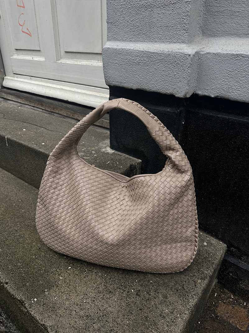 Geweven tas - Slouchy hobo-tas met één schouderband voor dames-Boetiek Moda