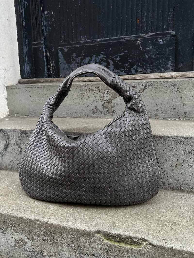 Geweven tas - Slouchy hobo-tas met één schouderband voor dames-Boetiek Moda
