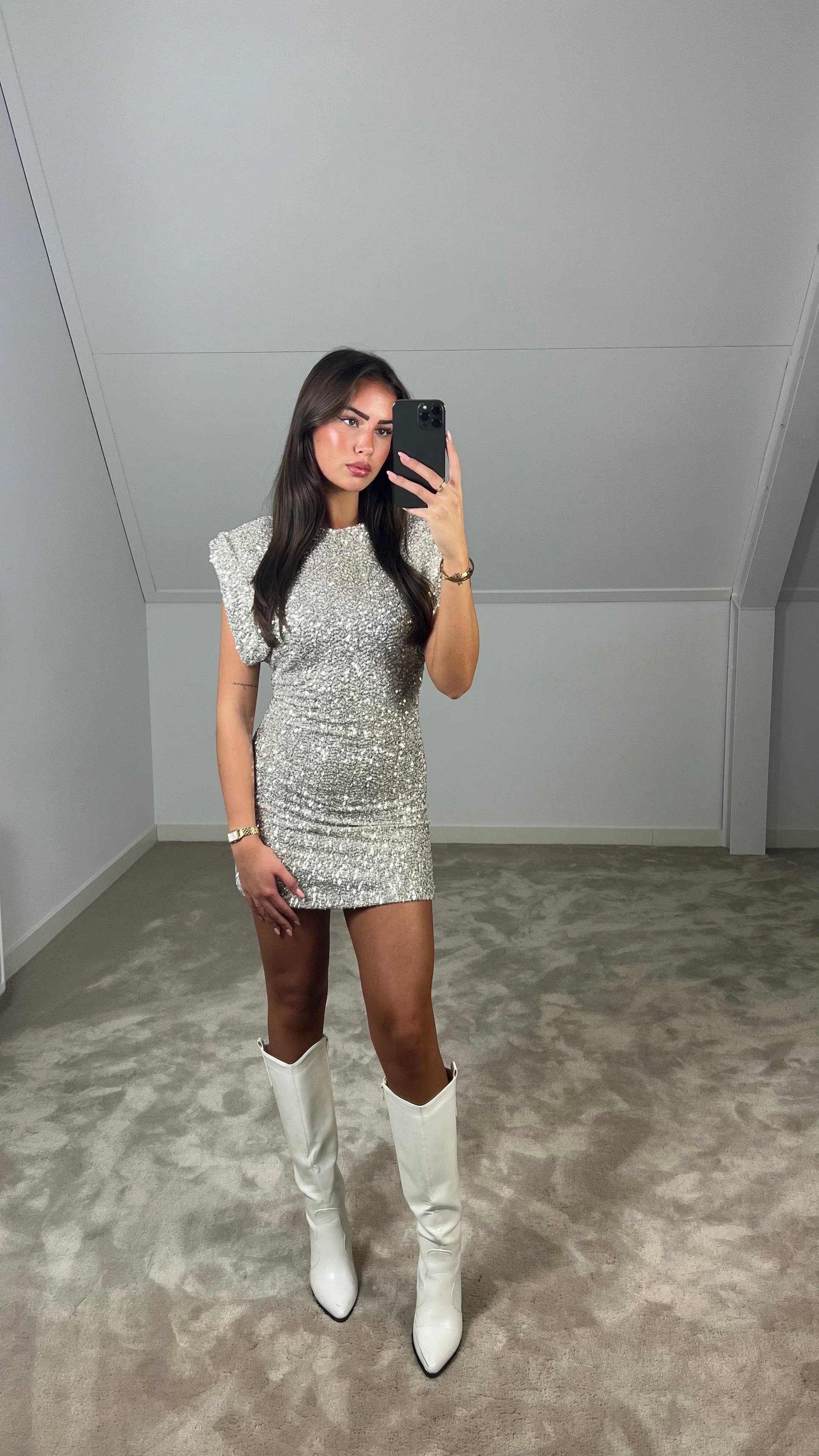 Glitter Jurk | Pailletten | Mouwloos | Mini Jurk | Feest Jurk-Boetiek Moda