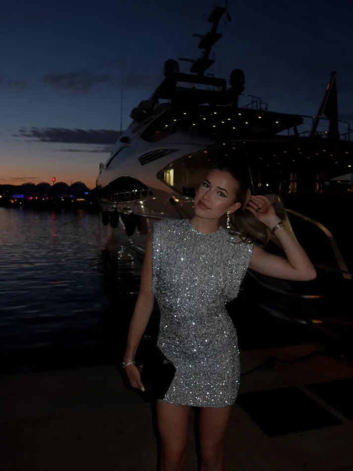 Glitter Jurk | Pailletten | Mouwloos | Mini Jurk | Feest Jurk-Boetiek Moda