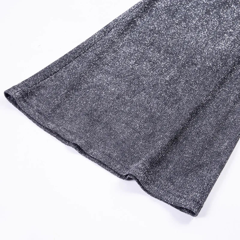 Glitterbroek - Damesbroek met hoge taille en wijde pijpen-Boetiek Moda