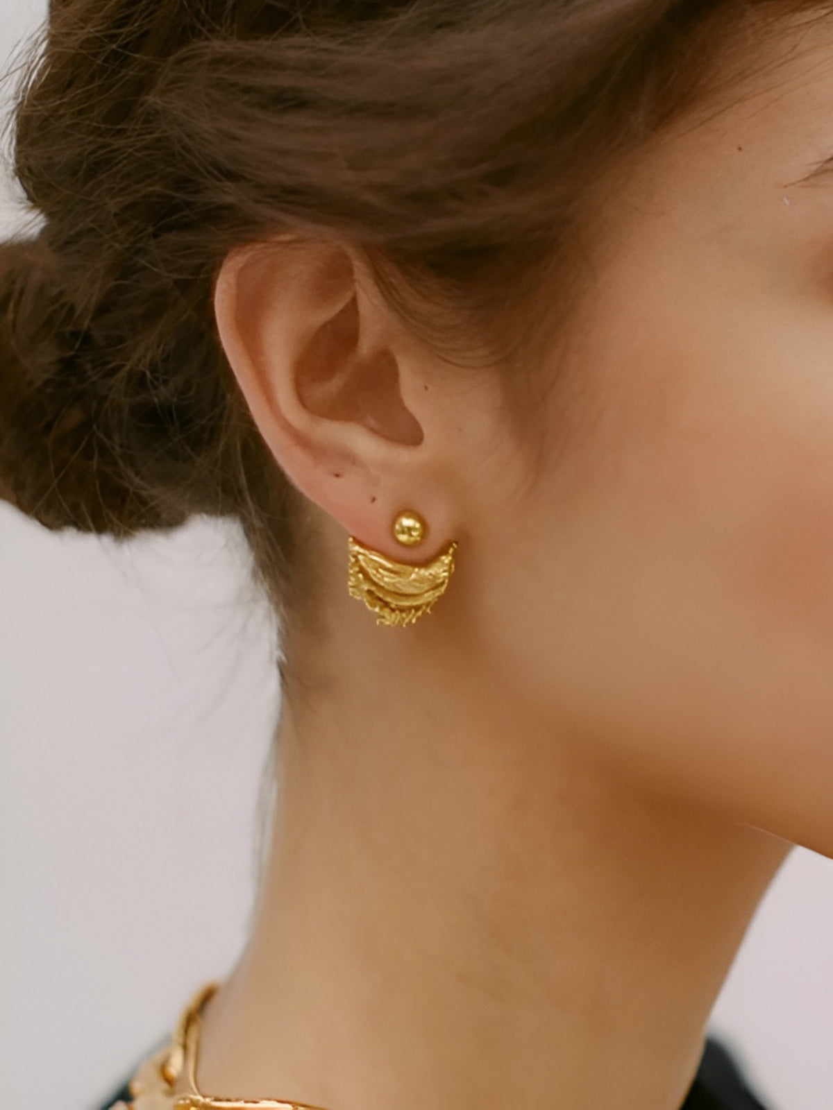 Gouden oorbellen - Oorbellen voor dames met studs aan de voor- en achterkant-Boetiek Moda