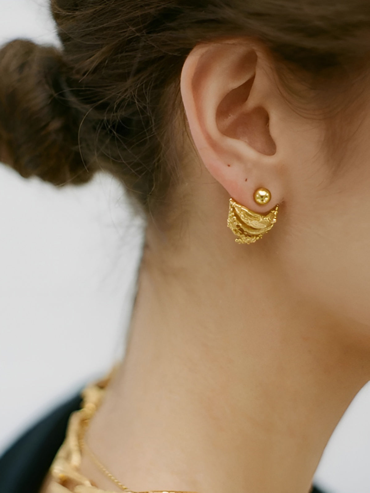 Gouden oorbellen - Oorbellen voor dames met studs aan de voor- en achterkant-Boetiek Moda