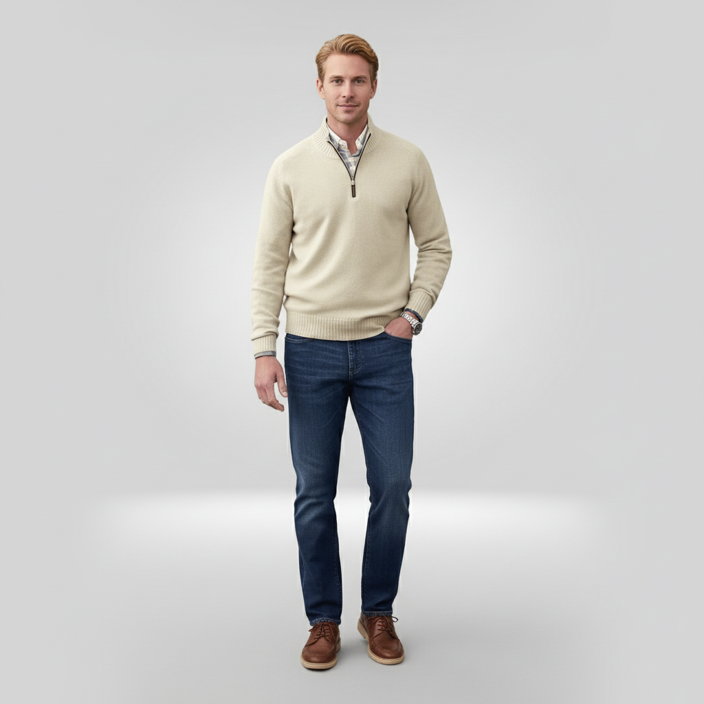 Half-Zip Pullover - Gebreide trui met kwartritssluiting voor heren-Boetiek Moda