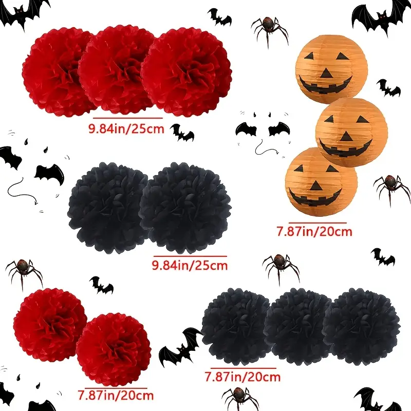 Halloween pompoen lantaarn | hangend | decoratieset | papieren lantaarn | Halloween decor-Boetiek Moda
