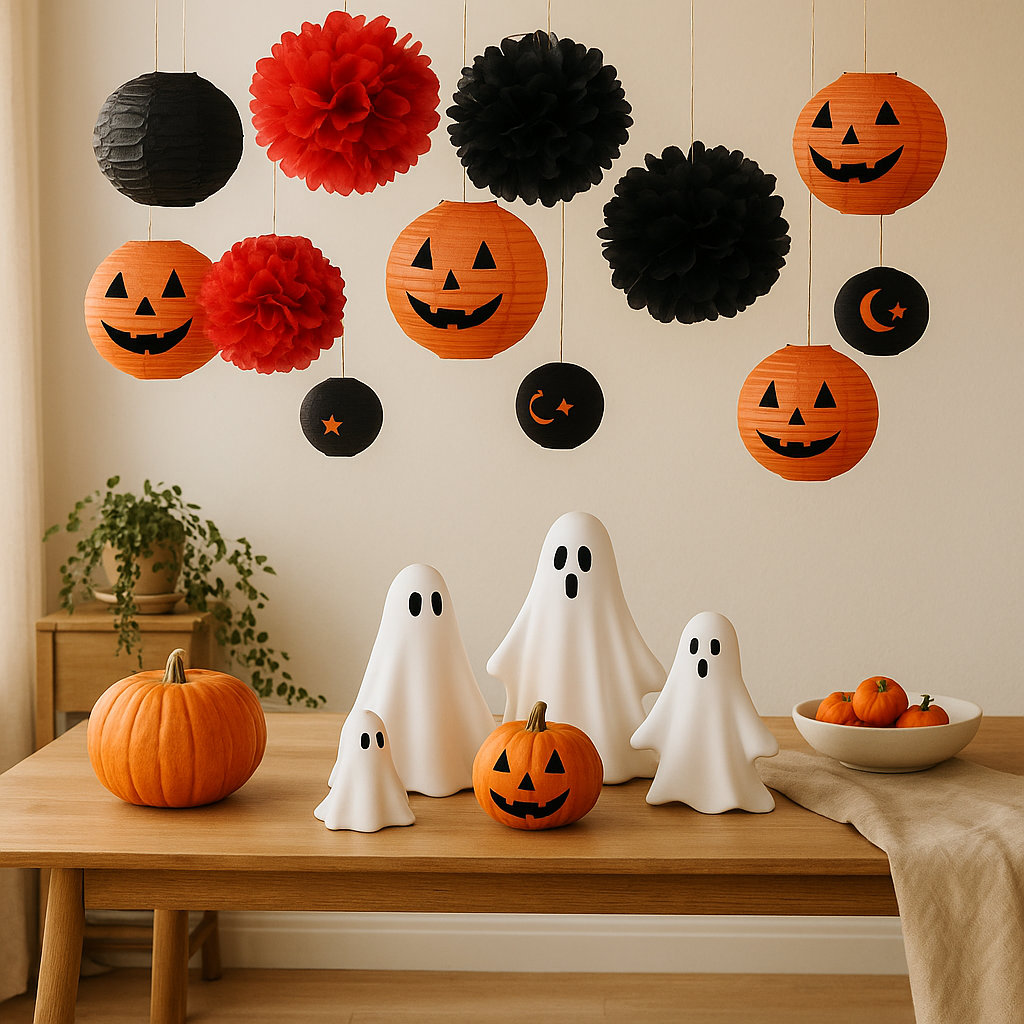 Halloween pompoen lantaarn | hangend | decoratieset | papieren lantaarn | Halloween decor-Boetiek Moda