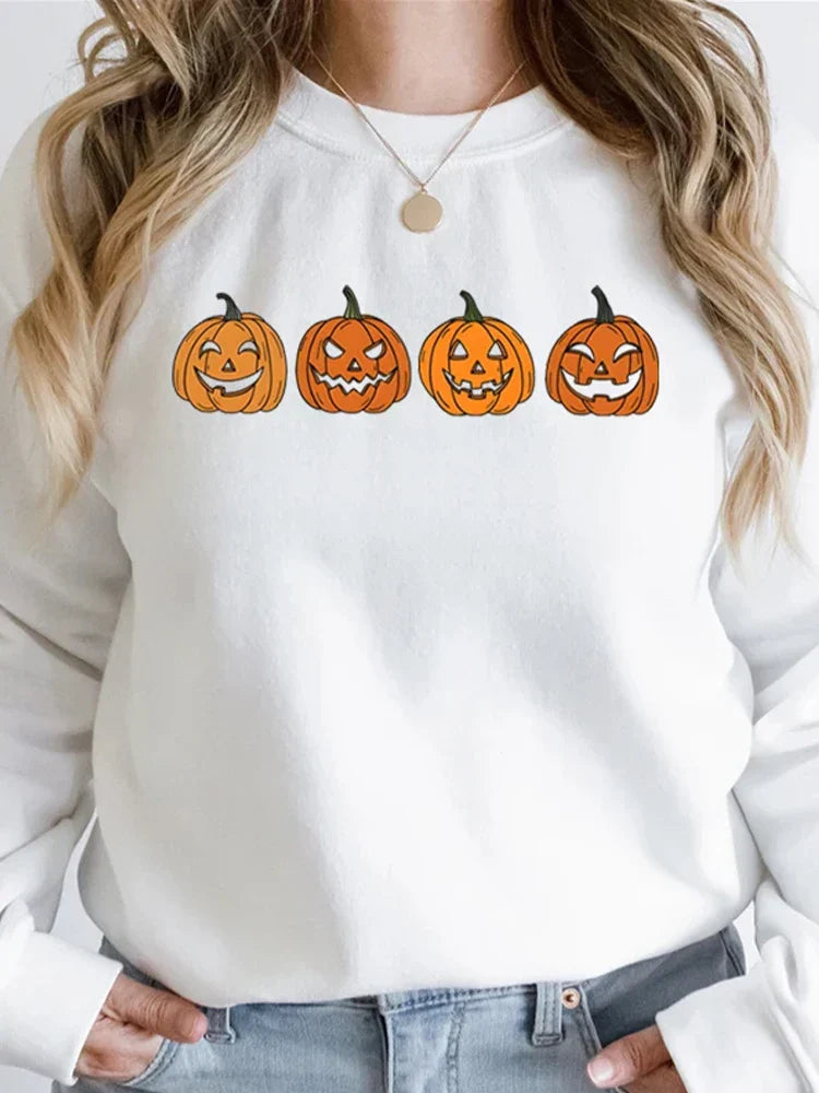 Halloween-trui - Zwart-witte pompoentrui voor dames-Boetiek Moda
