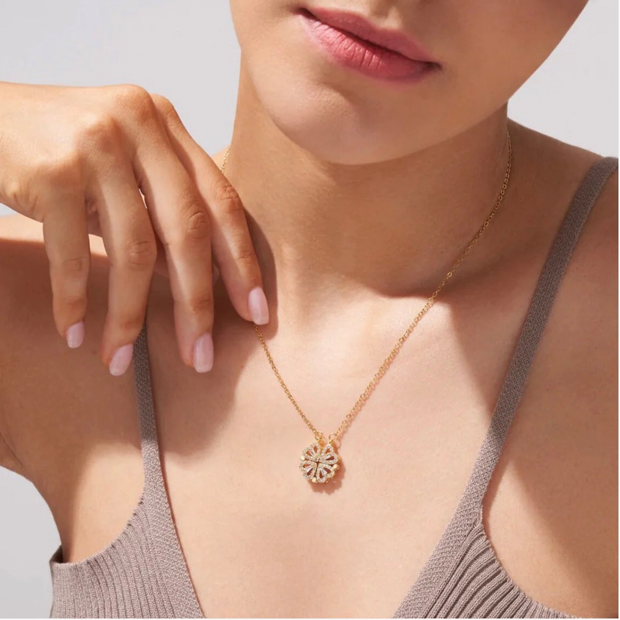 Hart ketting - Vrouwen Goud Zilver 4 Blad Klaver Ketting-Boetiek Moda