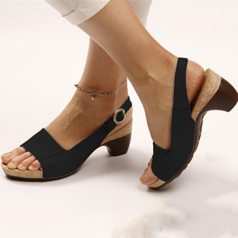 Heel Sandalen - Blokhak - Open teen - Zomerse teen - Damessandalen-Boetiek Moda