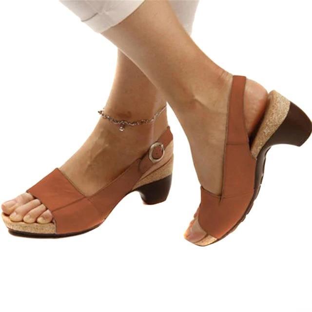Heel Sandalen - Blokhak - Open teen - Zomerse teen - Damessandalen-Boetiek Moda