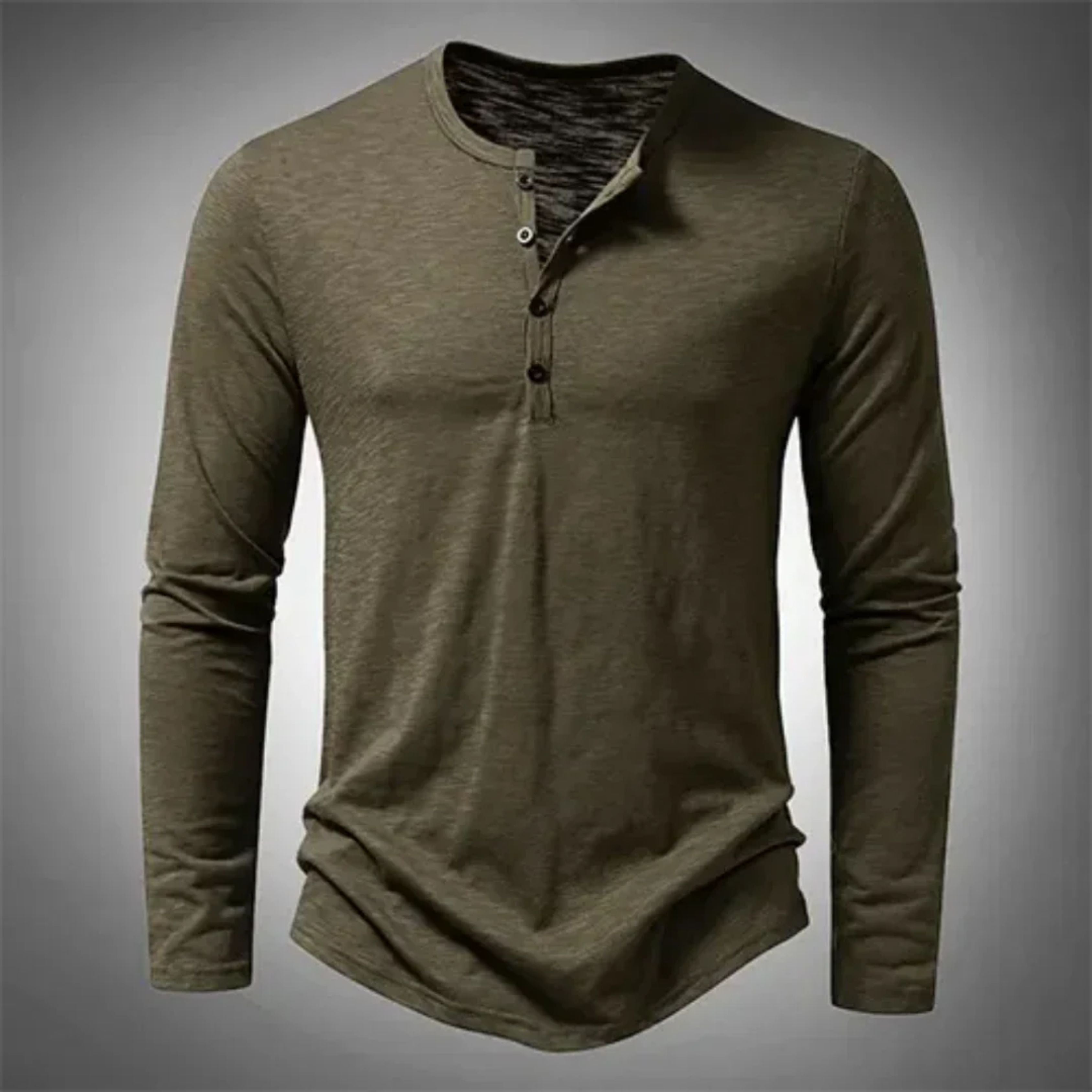 Henley-shirt - Casual - Half geknoopt - T-shirt met lange mouwen - Herenkleding-Boetiek Moda