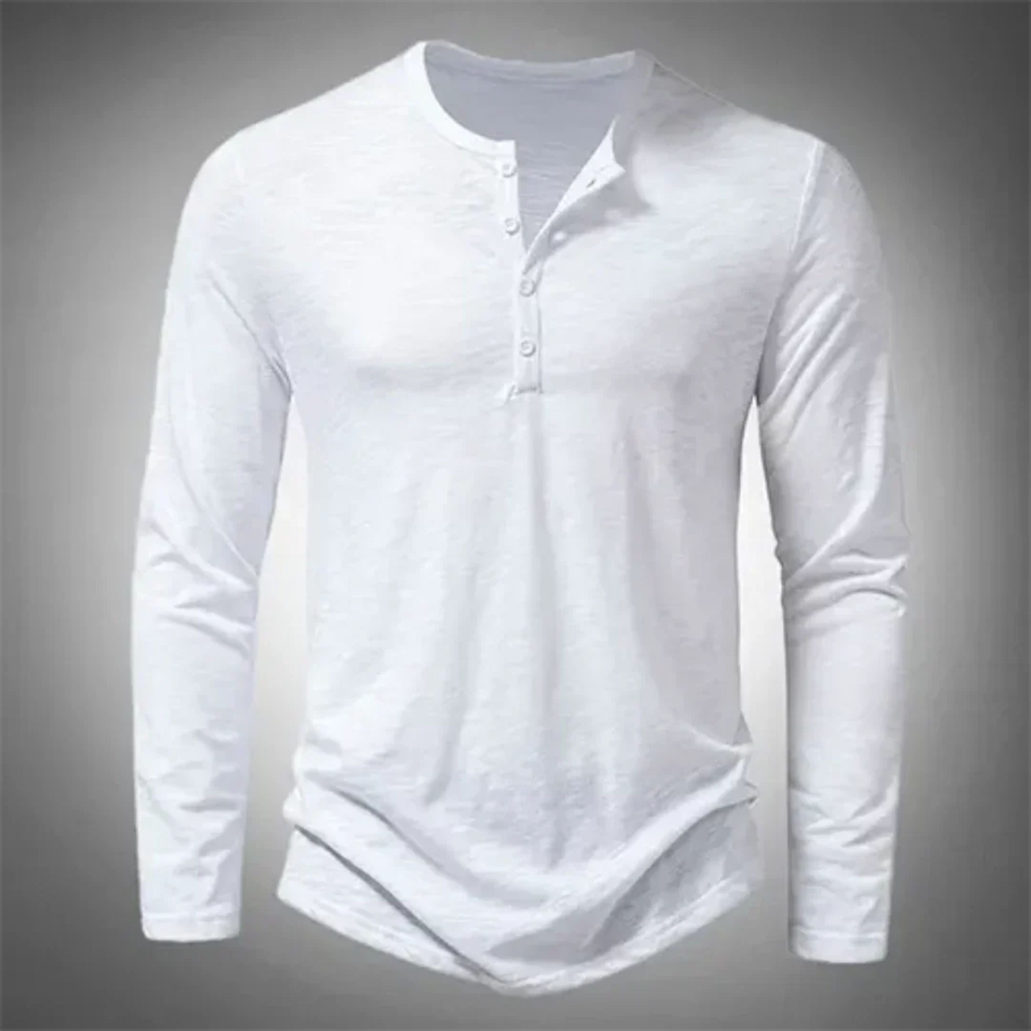 Henley-shirt - Casual - Half geknoopt - T-shirt met lange mouwen - Herenkleding-Boetiek Moda