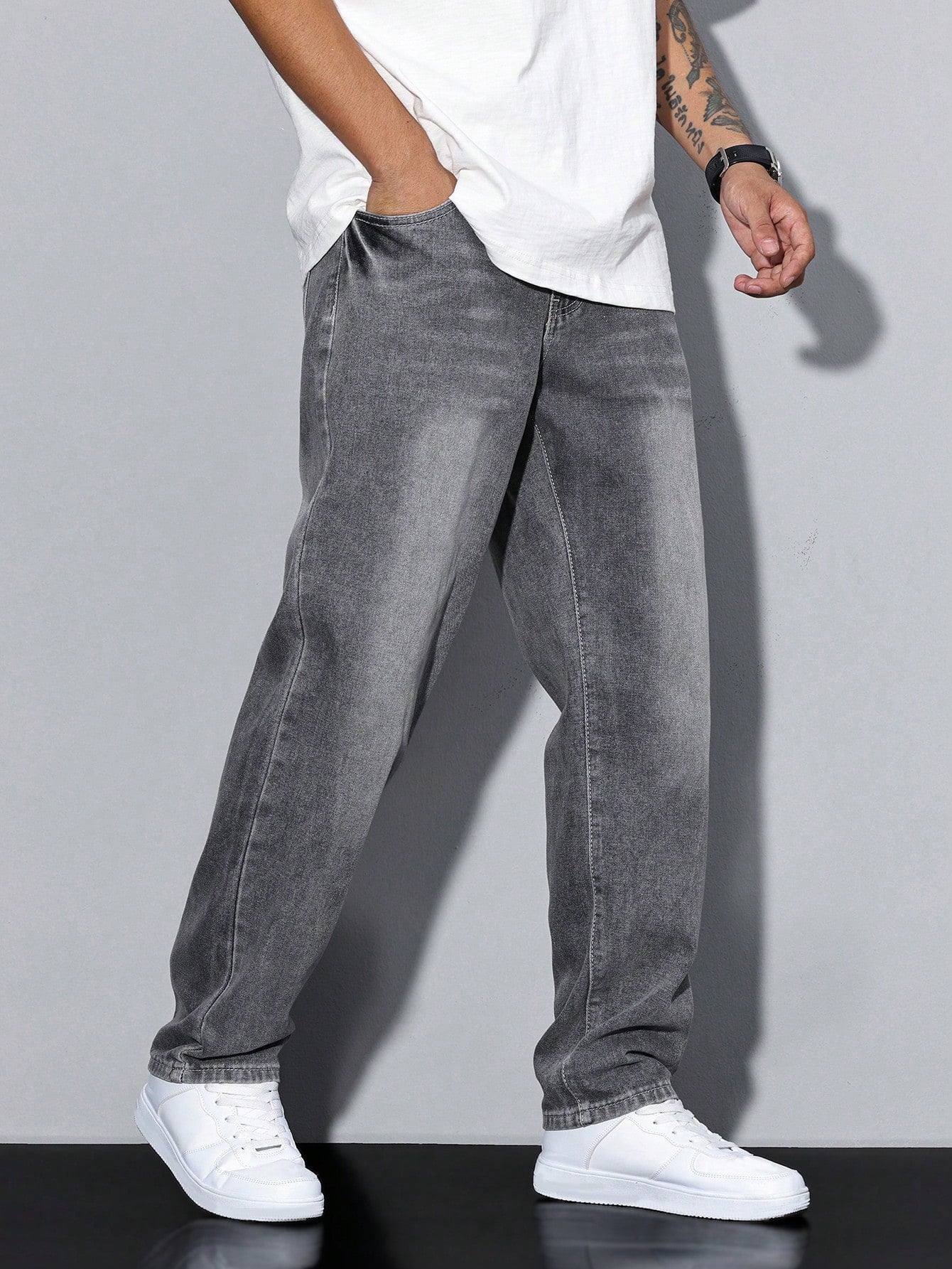 Heren Jeans - Washed Straight Leg Jeans-Boetiek Moda