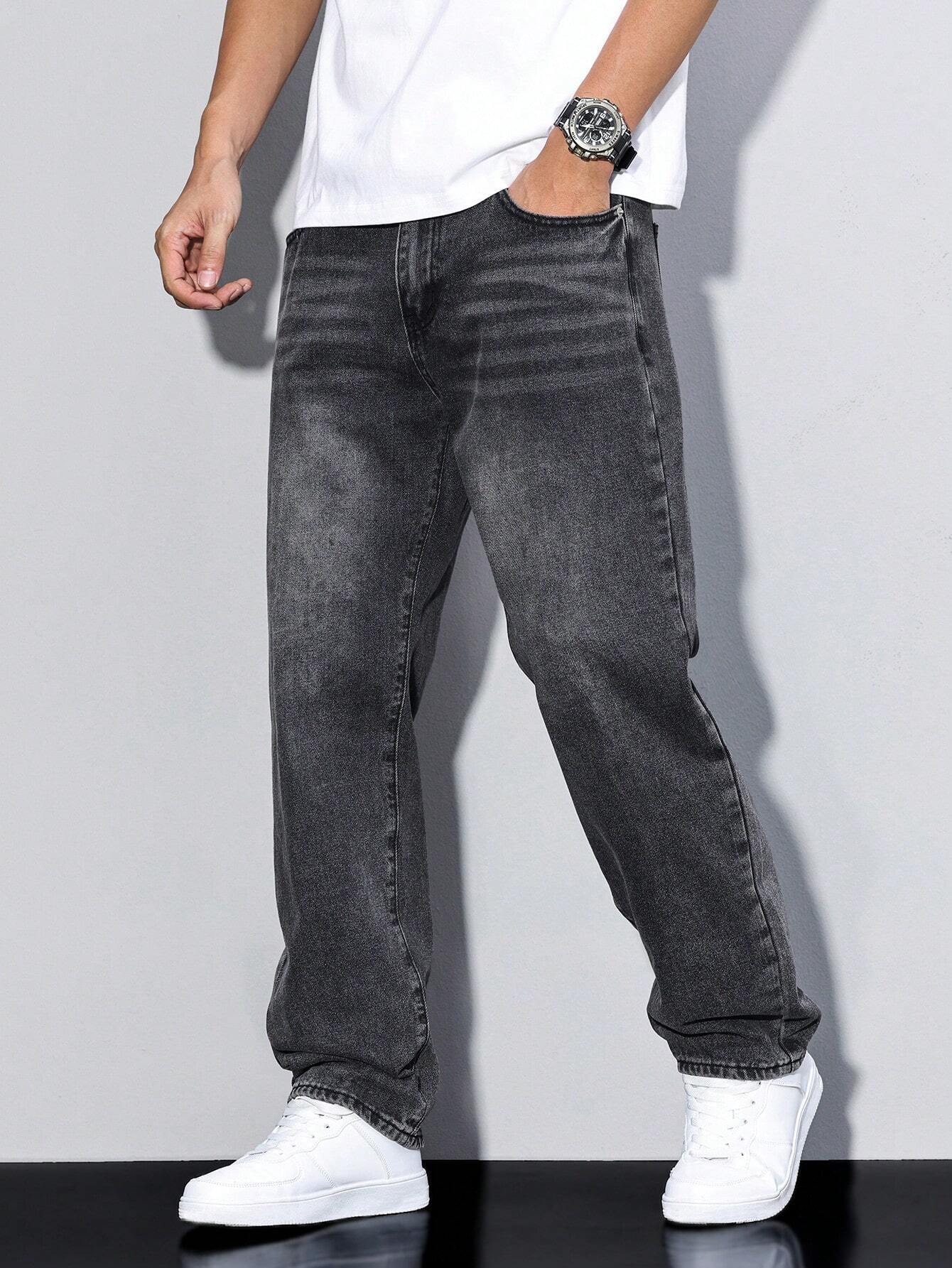 Heren Jeans - Washed Straight Leg Jeans-Boetiek Moda