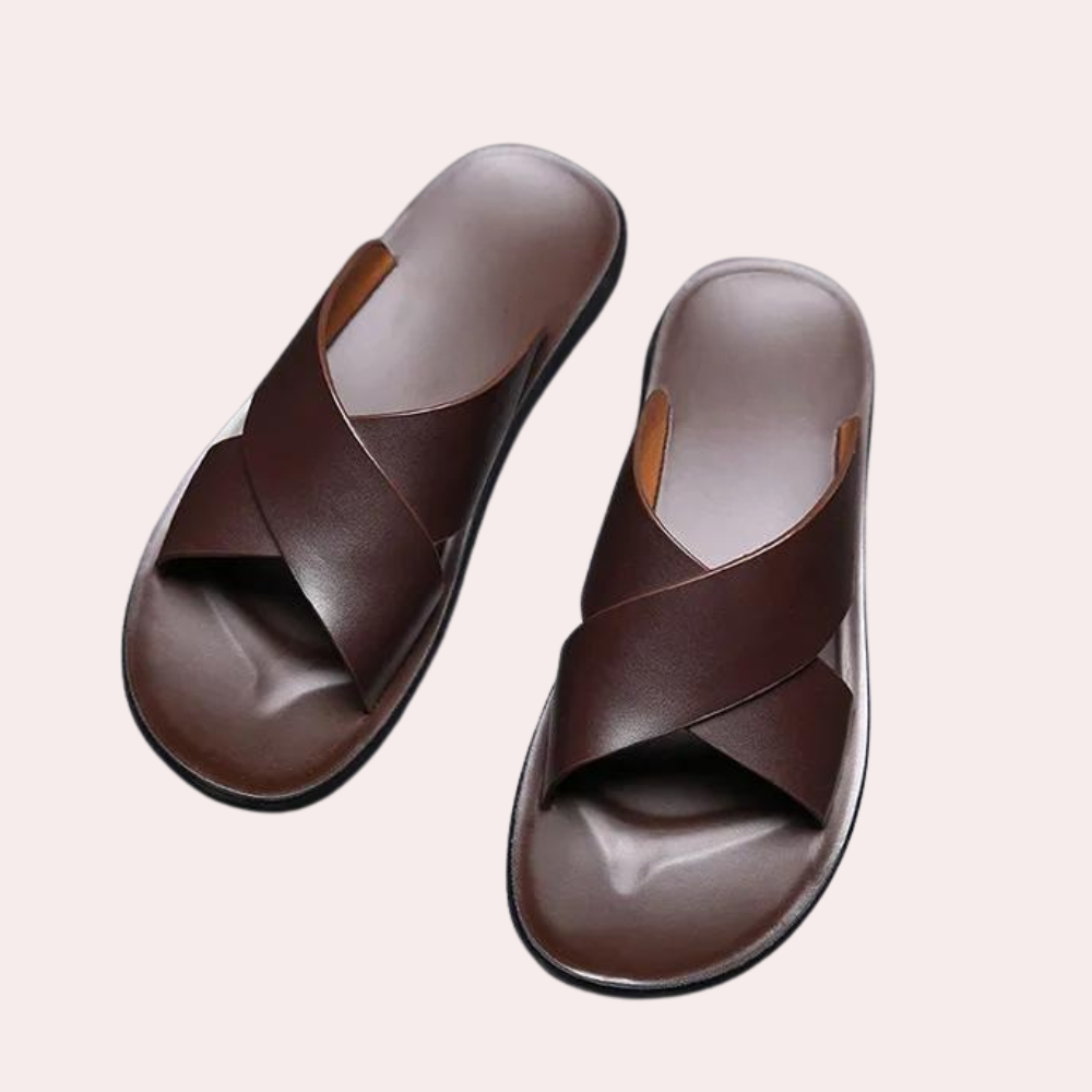 Heren slippers - Instappers - Leer - Zomerslippers - Heren sandalen-Boetiek Moda