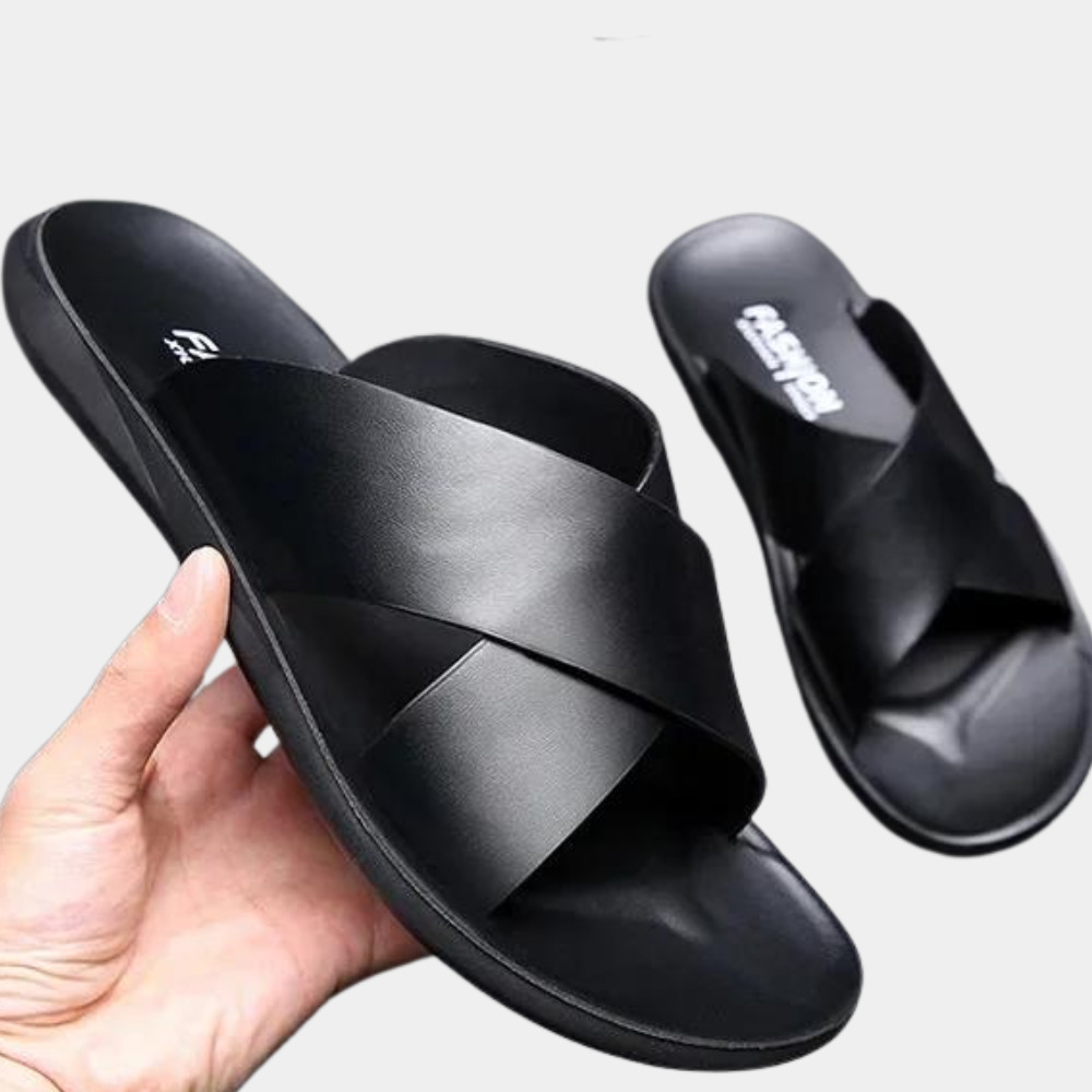 Heren slippers - Instappers - Leer - Zomerslippers - Heren sandalen-Boetiek Moda