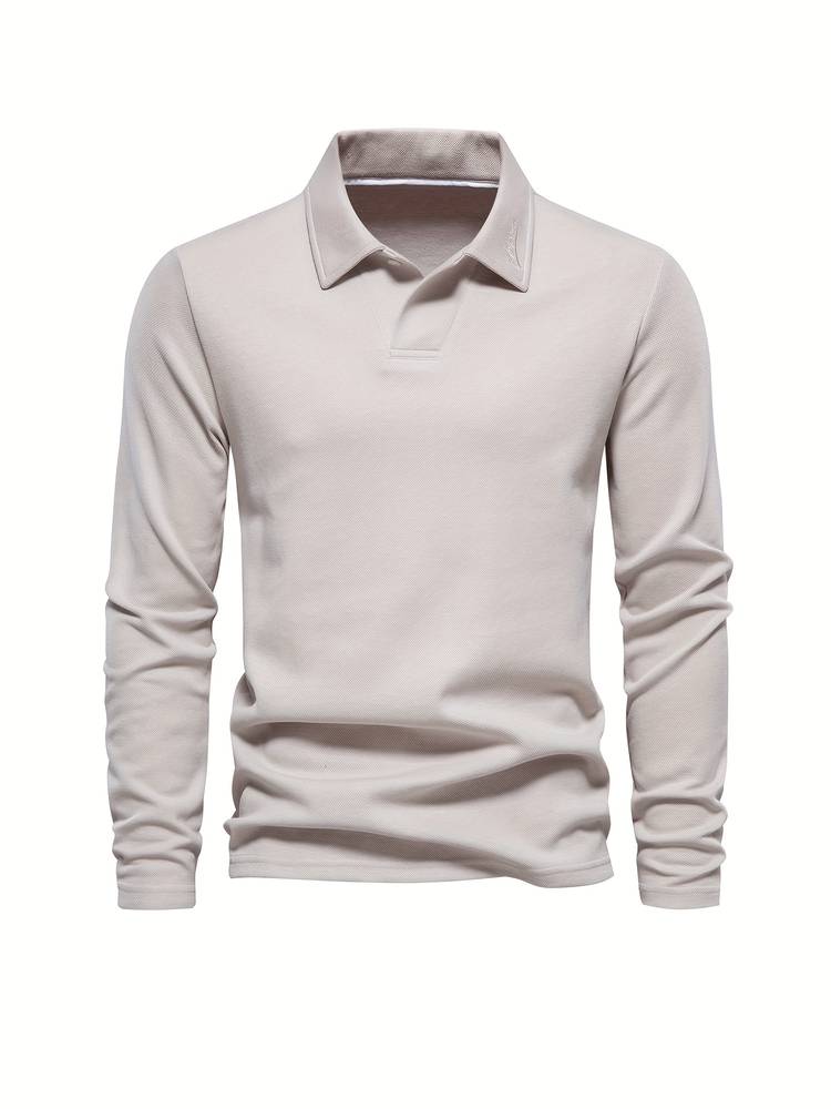 Herenpoloshirt | Met kraag | Effen | Shirts met lange mouwen | T-shirts met lange mouwen-Boetiek Moda