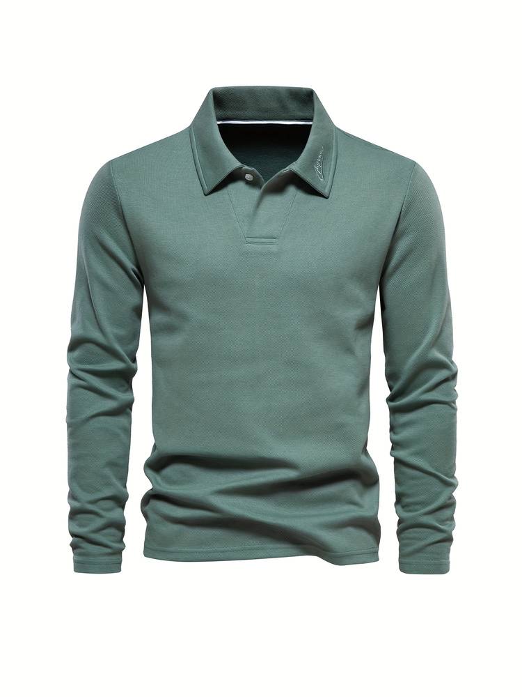 Herenpoloshirt | Met kraag | Effen | Shirts met lange mouwen | T-shirts met lange mouwen-Boetiek Moda