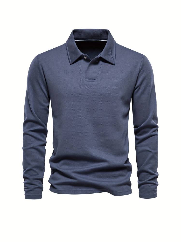 Herenpoloshirt | Met kraag | Effen | Shirts met lange mouwen | T-shirts met lange mouwen-Boetiek Moda