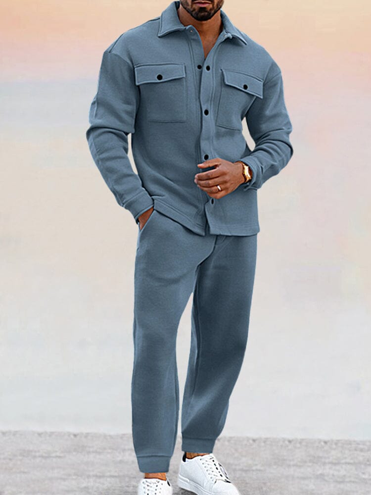 Herenset | Button-Up | Lange Mouw | Overhemd en Broek | Tweedelige Sets-Boetiek Moda