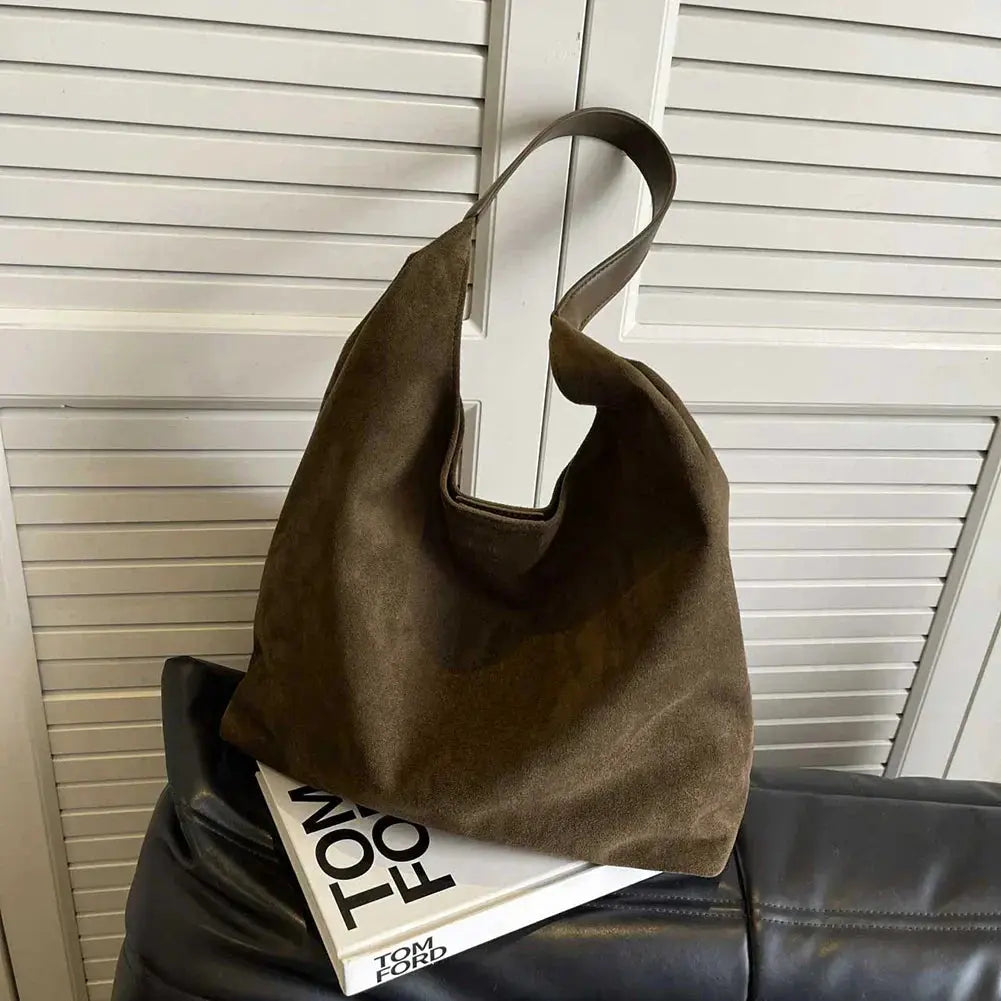 Hobo Bag - Dames Suedette Slouchy Schoudertas-Boetiek Moda