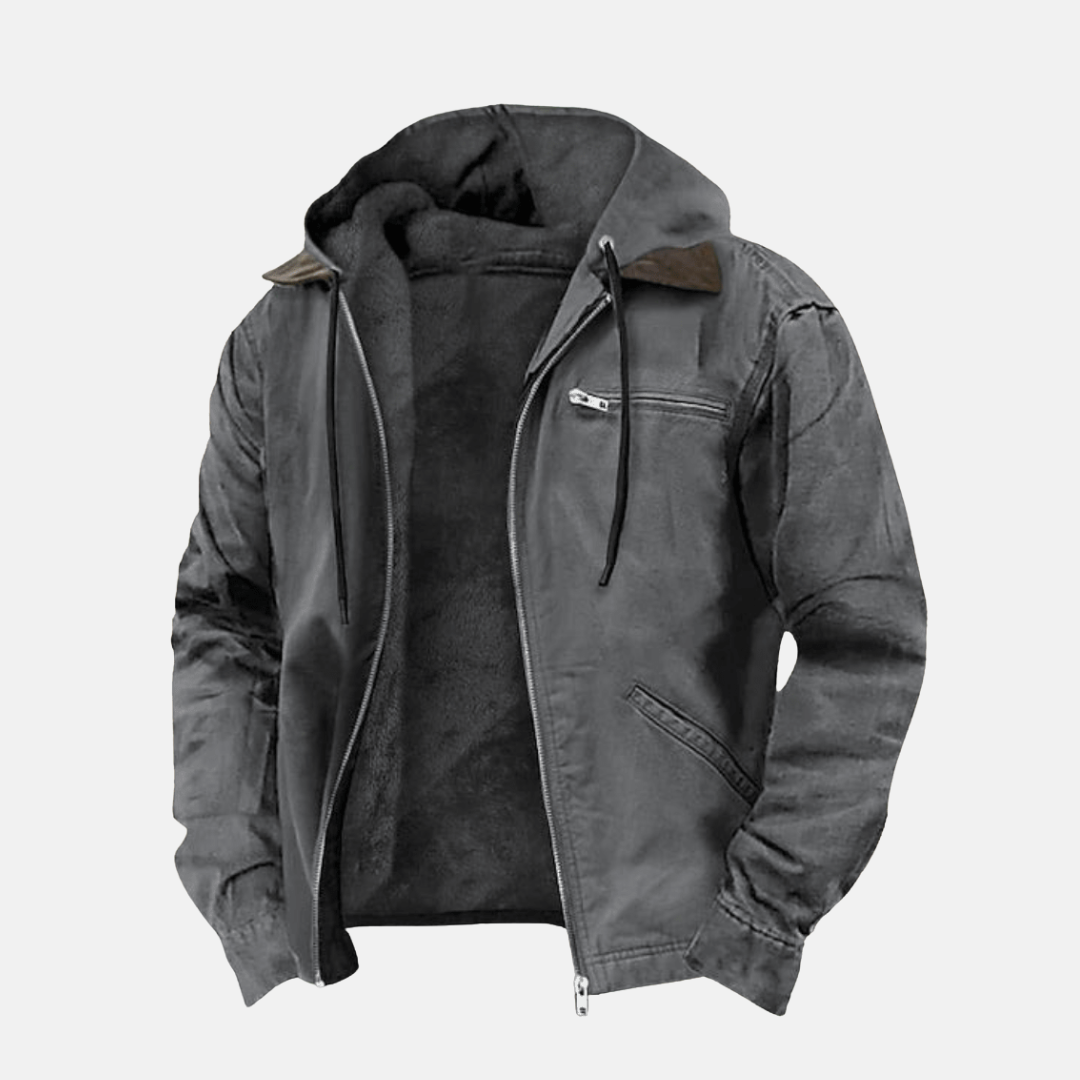 Hooded Jacket - Casual fleece gevoerde hoodie voor mannen voor de winter-Boetiek Moda