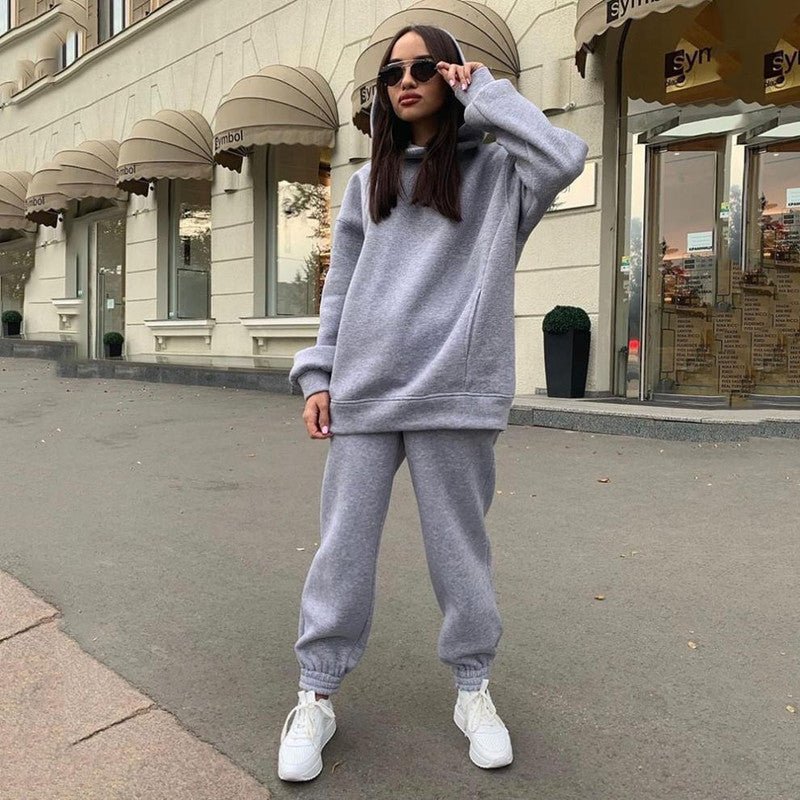 Hoodie en joggingbroek set | Losse pasvorm met trekkoord | Jogging set | Dames trainingspak-Boetiek Moda