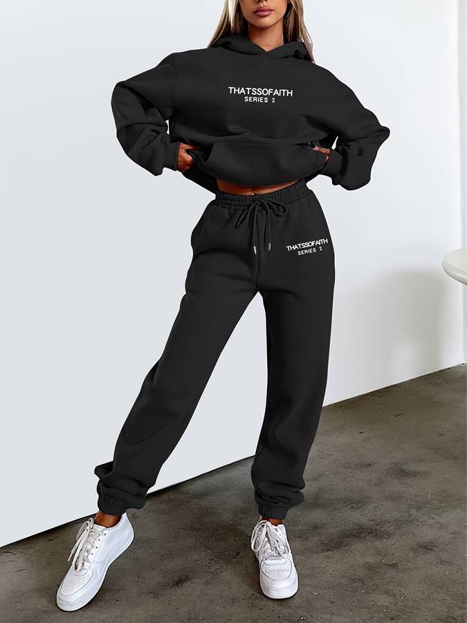 Hoodie en joggingbroek set | Trekkoord | Tweedelig | Joggingpak | Dames trainingspak-Boetiek Moda
