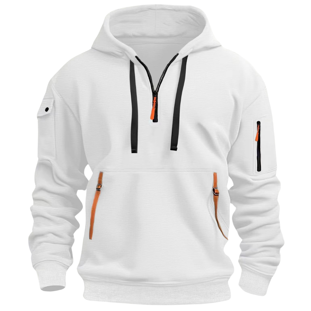 Hoodie met halve rits | Zakken met rits | Pullover | Casual hoodie | Hoodie voor mannen-Boetiek Moda