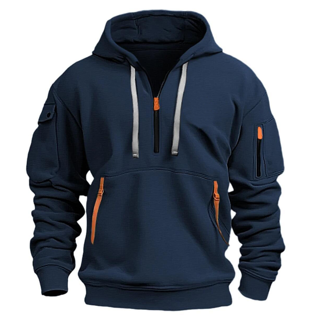 Hoodie met halve rits | Zakken met rits | Pullover | Casual hoodie | Hoodie voor mannen-Boetiek Moda