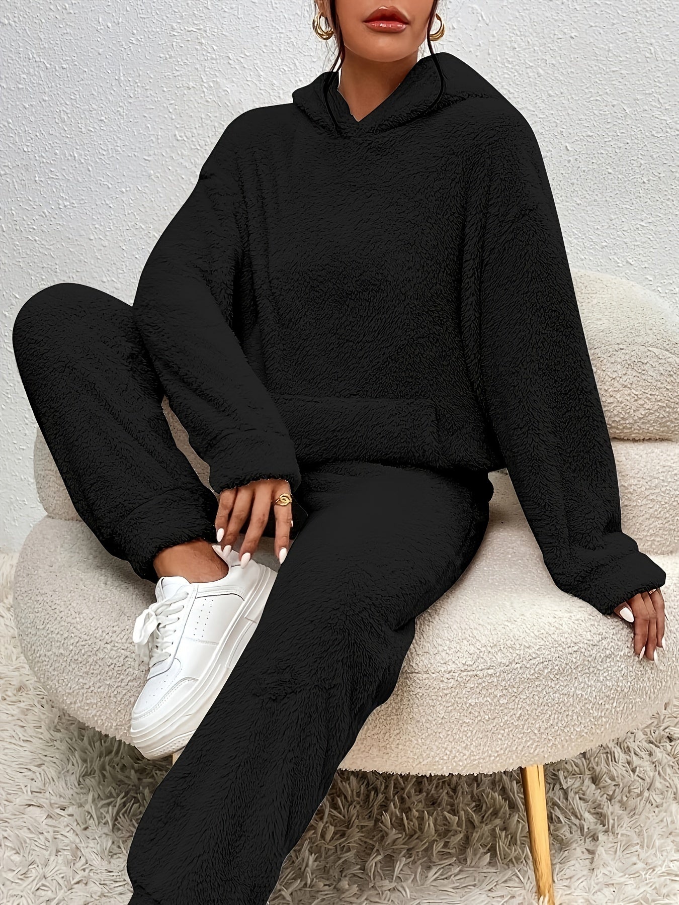 Hoodieset - Comfy - Warm - Fleece Loungewear - Dames-set met twee lagen fleece-Boetiek Moda