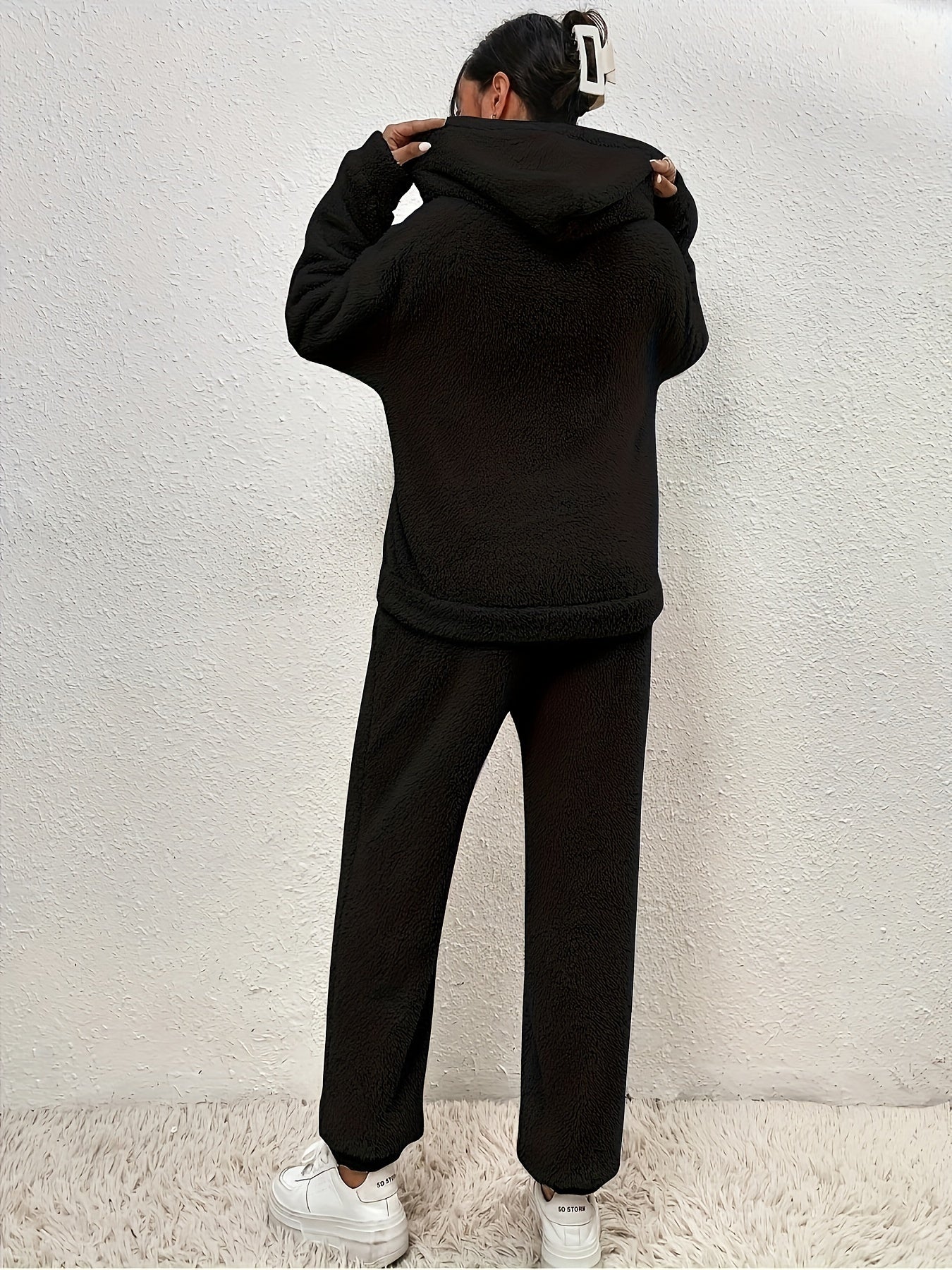 Hoodieset - Comfy - Warm - Fleece Loungewear - Dames-set met twee lagen fleece-Boetiek Moda